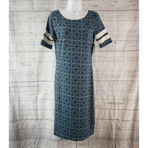LuLaRoe Womens Julia Dress Sz Small Blue Green Short‎ Sleeve